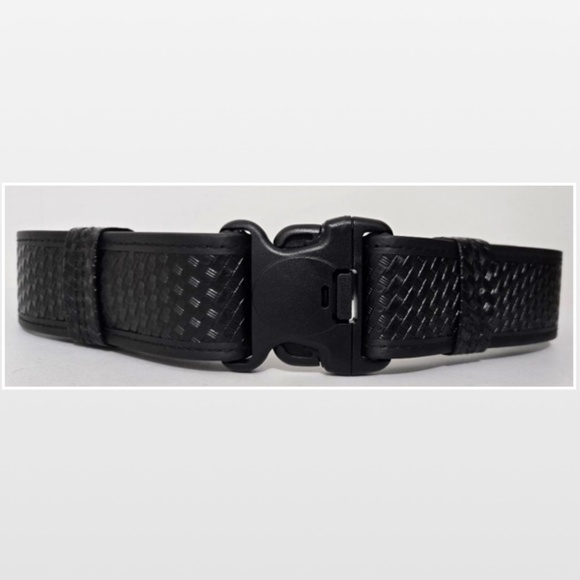 New Tactical Belt Black Mens Medium Heavy Duty Leather Quick Release Buckle NWT - Picture 2 of 15